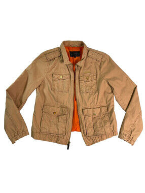 Sean John Utility Field Jacket Womens L Khaki Military Safari Y2K Streetwear Zip